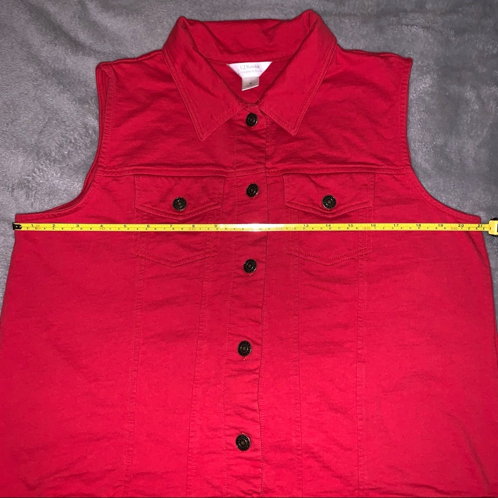 Basic Bright Red Button Up Vest - image 3